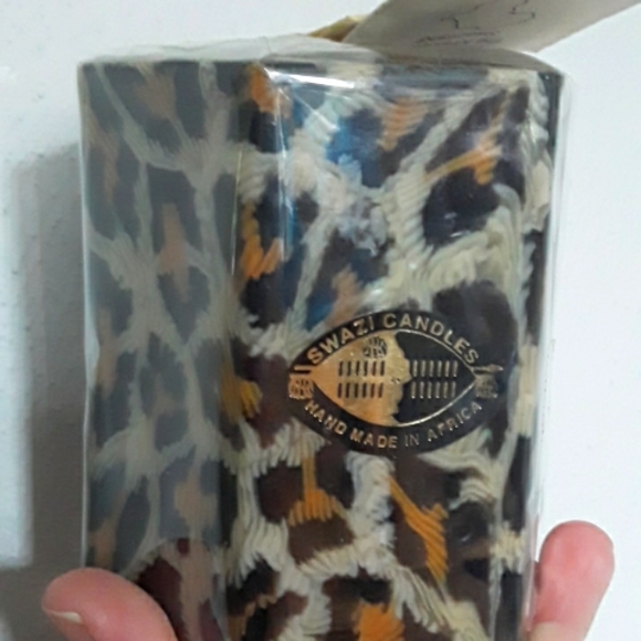 African Swazi Candle 4in Pillar leopard - Picture 8 of 12